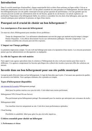 “Investir dans un bon hébergement pour sonsite public municipal”