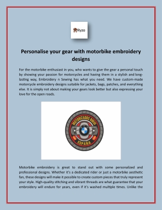 Personalise your gear with motorbike embroidery designs