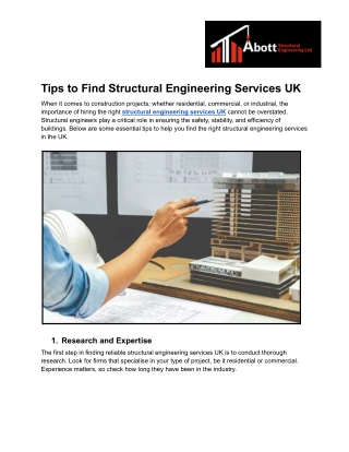 Tips to Find Structural Engineering Services UK
