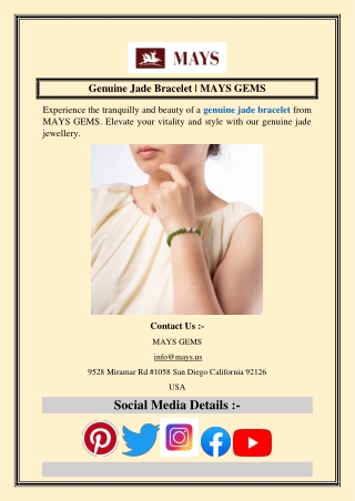 Genuine Jade Bracelet  MAYS GEMS