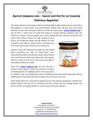 Apricot Jalapeno Jam – Sweet and Hot for an Insanely Delicious Appetizer