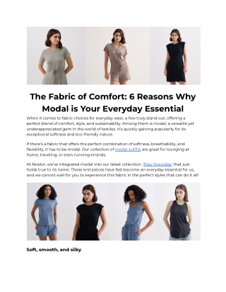 Fabric of Comfort: 6 Reasons Why Modal is Your Everyday Essential – Reistor