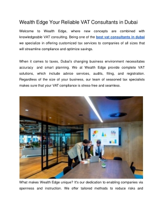 Wealth Edge Your Reliable VAT Consultants in Dubai