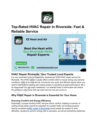 Top-Rated HVAC Repair in Riverside_ Fast & Reliable Service