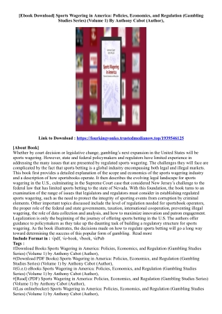 (Free Book) Sports Wagering in America: Policies, Economics, and Regulation (Gam