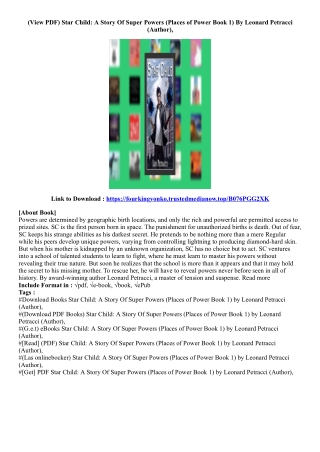 (View PDF) Star Child: A Story Of Super Powers (Places of Power Book 1) By Leona