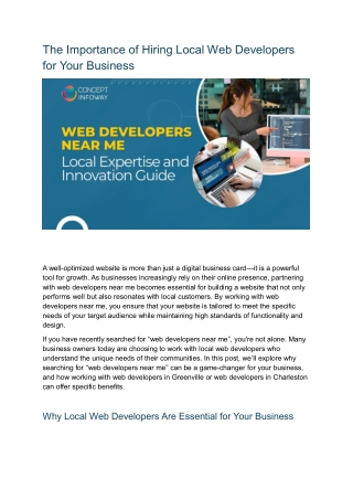 The Importance of Hiring Local Web Developers for Your Business
