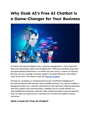 Why Ozak AI's Free AI Chatbot is a Game-Changer for Your Business