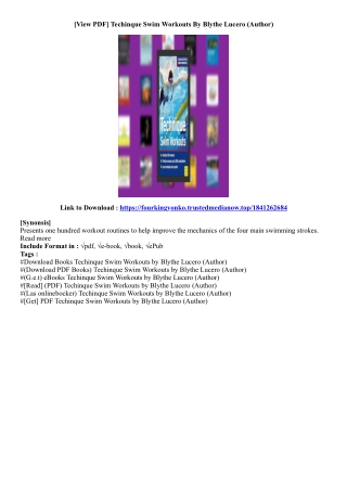 [Free Book] Techinque Swim Workouts By Blythe Lucero (Author)