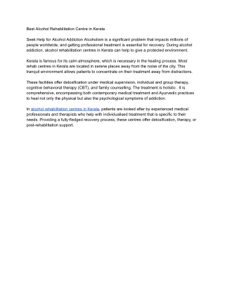 Best Alcohol Rehabilitation Centre in Kerala