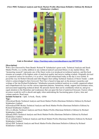 (Get Book) Technical Analysis and Stock Market Profits (Harriman Definitive Edit