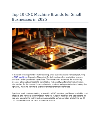 Top 10 CNC Machine Brands for Small Businesses in 2025