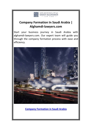 Company Formation In Saudi Arabia  Alghamdi-lawyers.com