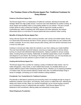 The Timeless Charm of the Bronze Appam Pan_ Traditional Cookware for Every Kitchen