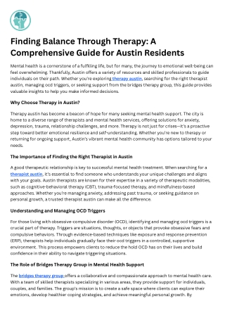 Finding Balance Through Therapy: A Comprehensive Guide for Austin Residents
