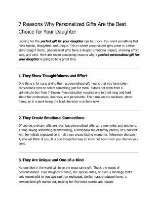 7 Reasons Why Personalized Gifts Are the Best Choice for Your Daughter