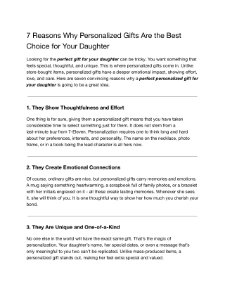7 Reasons Why Personalized Gifts Are the Best Choice for Your Daughter