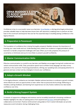 Orna Madden's 5 Steps to Boost Barristers' Confidence