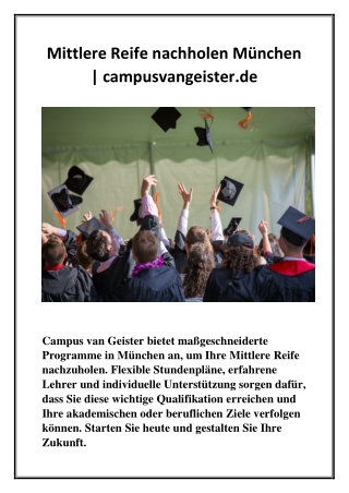 Realschulabschluss nachholen online München | campusvangeister.de