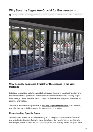 Why Security Cages Are Crucial for Businesses in the West Midlands