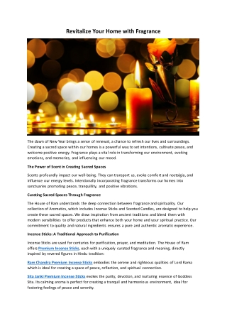 Revitalize Your Home with Fragrance