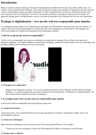 Écologie et digitalisation : vers un site web éco-responsable pour mairies