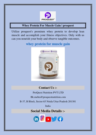 Whey Protein For Muscle Gain  proquest