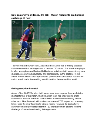 New zealand vs sri lanka, 3rd t20_   Watch highlights on diamond exchange id now