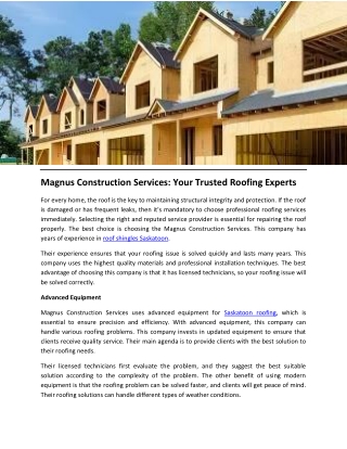 Magnus Construction Services Your Trusted Roofing Experts