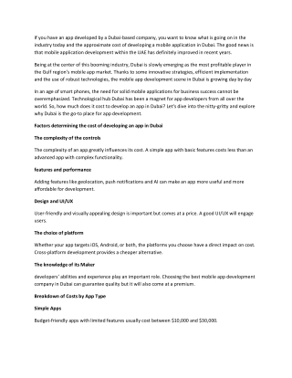 whatisthecostofapplicationdevelopmentindubai