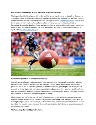How Artificial Intelligence is Shaping the Future of Sports Forecasting