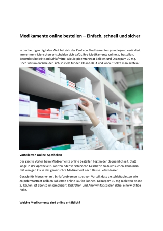 Medikamente online bestellen