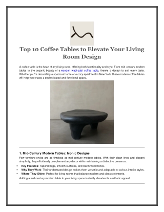 Elegant Wooden Wabi-Sabi Coffee Table for Minimalist Living