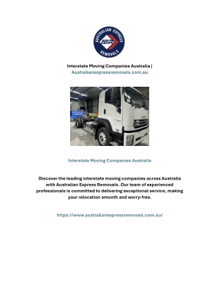 Interstate Moving Companies Australia | Australianexpressremovals.com.au