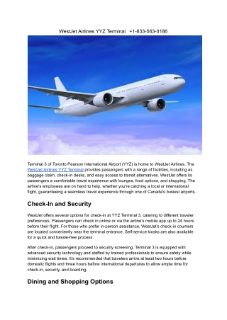 WestJet Airlines YYZ Terminal    1-833-563-0186