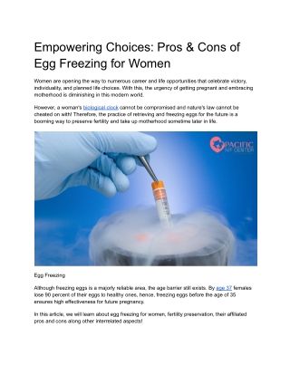 Empowering Choices_ Pros & Cons of Egg Freezing for Women