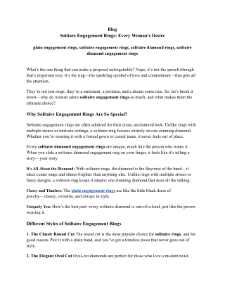 Solitare Engagement Rings- Every Women's Desire