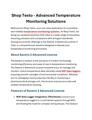 Efficient Temperature Monitoring with Saveris 2 Advanced License