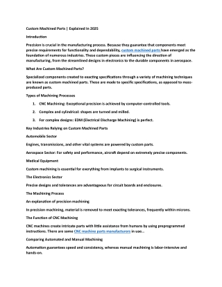 Custom Machined Parts Explained In 2025