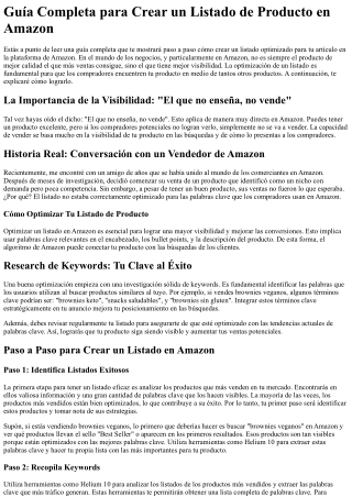 Guía Completa para Crear un Listado de Producto en Amazon
