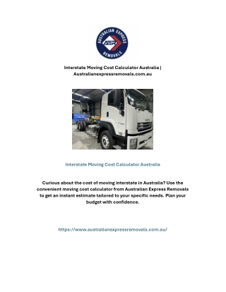 Interstate Moving Cost Calculator Australia | Australianexpressremovals.com.au