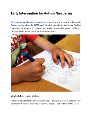 Early Intervention for Autism New Jersey