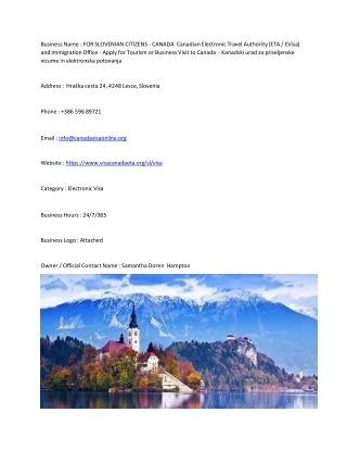 FOR SLOVENIAN CITIZENS - CANADA  Canadian Electronic Travel Authority (ETA / EVi
