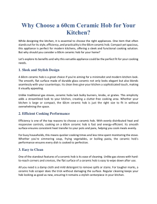 Why Choose a 60cm Ceramic Hob for Your Kitchen?