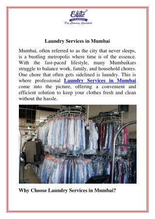 Laundry Services in Mumbai