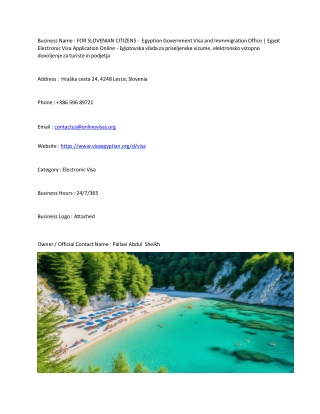 FOR SLOVENIAN CITIZENS -  Egyption Government Visa and Immmigration Office | Egy