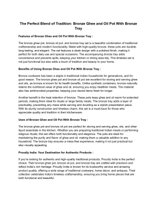 The Perfect Blend of Tradition_ Bronze Ghee and Oil Pot With Bronze Tray