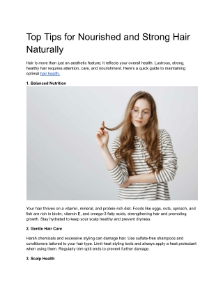 Top Tips for Nourished and Strong Hair Naturally
