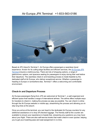 Air Europa JFK Terminal   1-833-563-0186