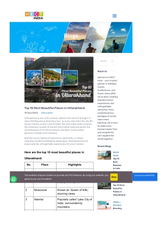 Top 10 Most Beautiful Places to Visit in Uttarakhand